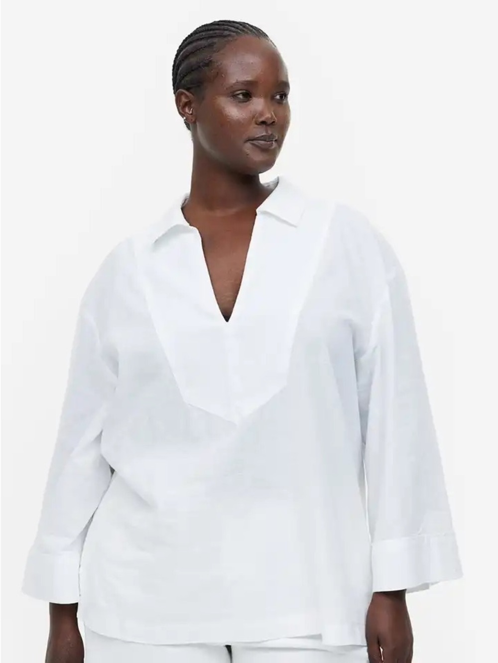 H&M Linen Blend Popover Shirt NWOT